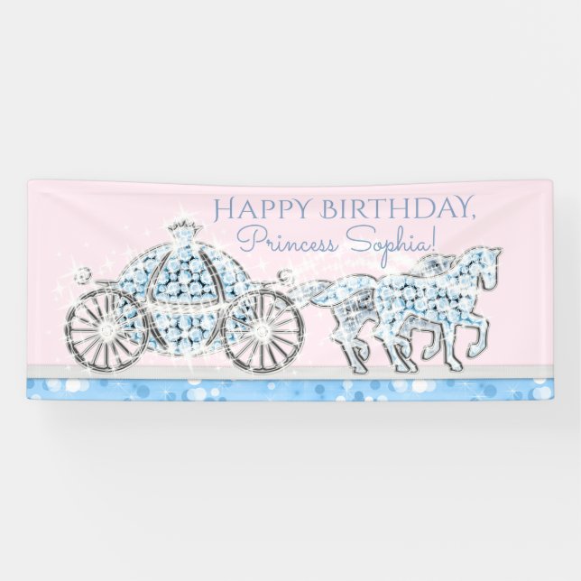 Lona Banner de cumpleaños de la princesa Cenicienta (Horizontal)