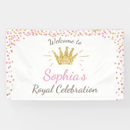 Lona Banner de cumpleaños de la princesa Royal Pink and