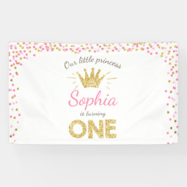 Lona Banner de cumpleaños de la princesa Royal Pink and
