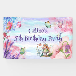 Lona banner de cumpleaños de pequeño hada