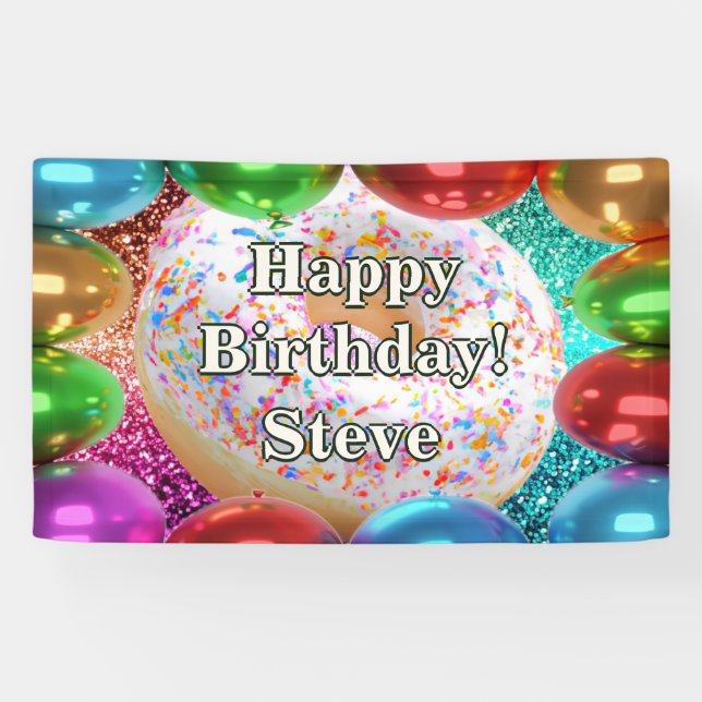 Lona Banner de cumpleaños de personaje personalizado de (Horizontal)