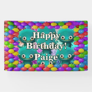 Lona Banner de cumpleaños de personajes personalizados