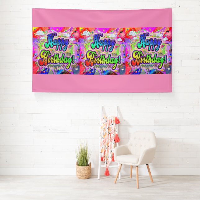 Lona Banner de cumpleaños de Vista Express Happy (in situ)