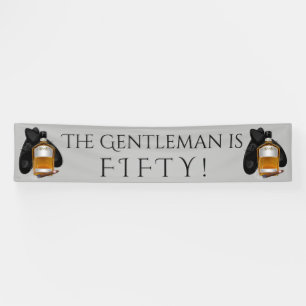 Lona Banner de cumpleaños de whisky y puro para hombre