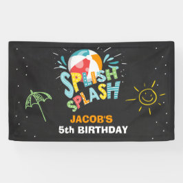 Lona Banner de cumpleaños del fiesta de billar Splish S