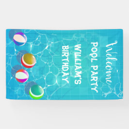 Lona Banner de cumpleaños del Fiesta de la piscina de b