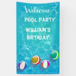 Lona Banner de cumpleaños del Fiesta de la piscina de b