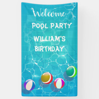 Lona Banner de cumpleaños del Fiesta de la piscina de b