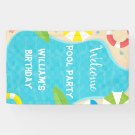 Lona Banner de cumpleaños del Fiesta de la piscina de b