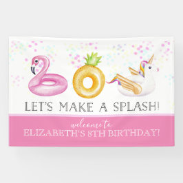 Lona Banner de cumpleaños del Fiesta Floatie Pool