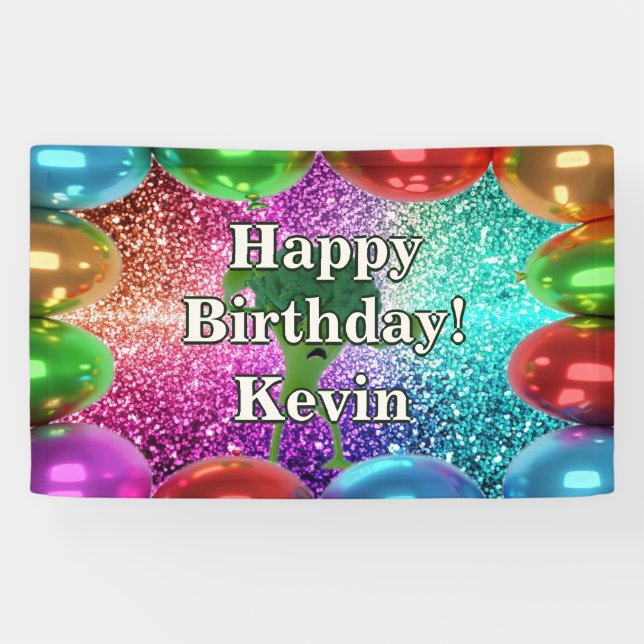 Lona Banner de cumpleaños del personaje personalizado d (Horizontal)