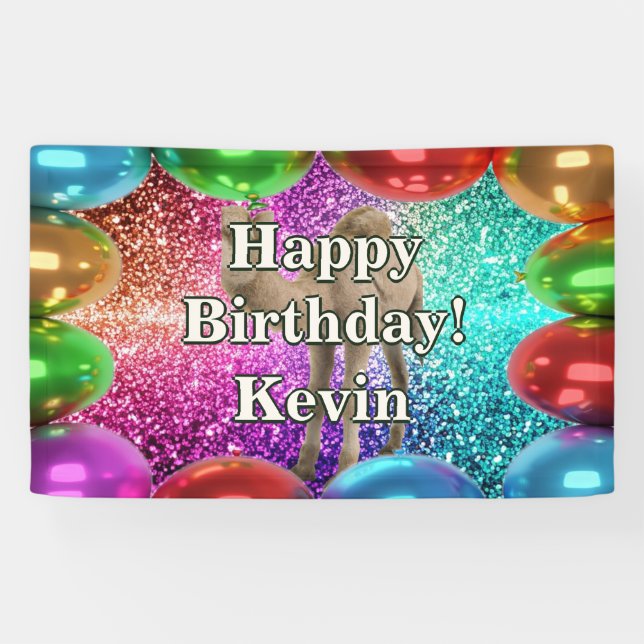 Lona Banner de cumpleaños del personaje personalizado d (Horizontal)