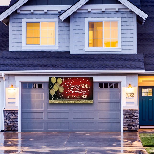 Lona Banner de cumpleaños feliz de oro y rojo Purpurino (Subido por el creador)