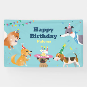 Lona Banner de cumpleaños feliz para perros