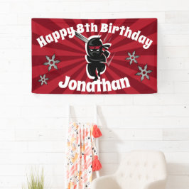 Lona Banner de cumpleaños feliz personalizado de Ninja