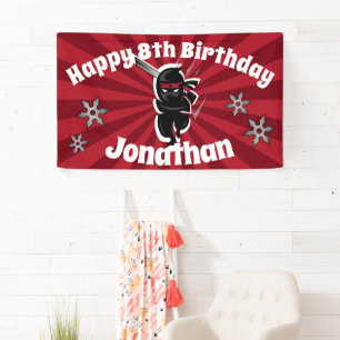 Lona Banner de cumpleaños feliz personalizado de Ninja 