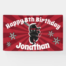 Lona Banner de cumpleaños feliz personalizado de Ninja