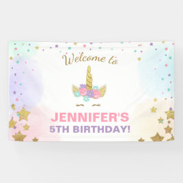 Lona Banner de cumpleaños Magical Pink and Gold Chica