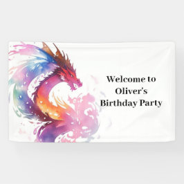 Lona Banner de cumpleaños mágico de Dragon Moderno