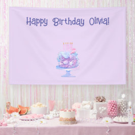 Lona banner de cumpleaños morado personalizado