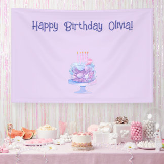 Lona banner de cumpleaños morado personalizado
