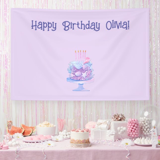 Lona banner de cumpleaños morado personalizado (Fiesta)