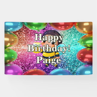 Lona Banner de cumpleaños personalizado de Honey Bee