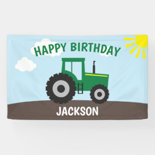 Lona Banner de cumpleaños verde y amarillo para el tra