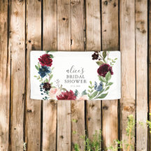 Banner de ducha de novia con flores azules de Boho