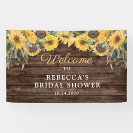 Lona Banner de ducha de novia de madera de girasol rúst