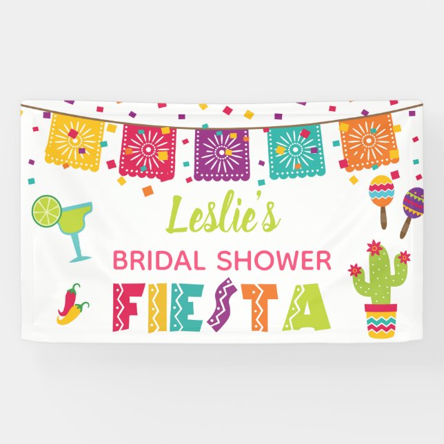 Lona Banner de ducha de novia Fiesta - fondo blanco (Horizontal)