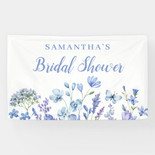 Lona Banner de ducha de novia floral azul