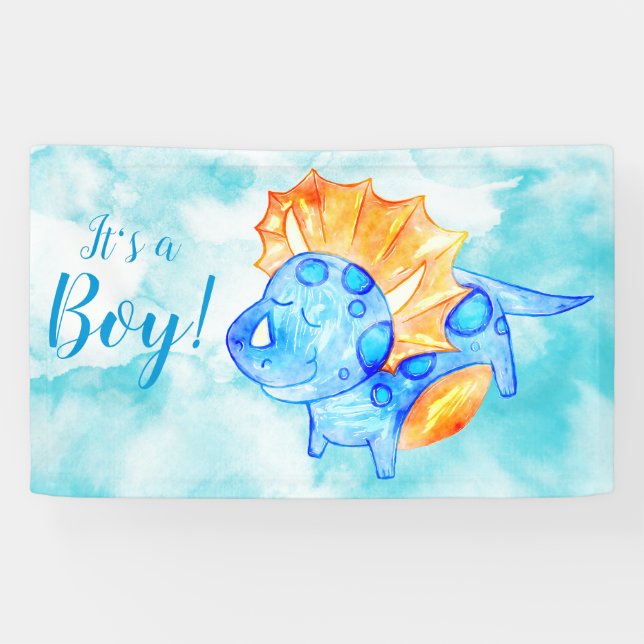 Lona Banner de ducha Dino Baby Boy (Horizontal)