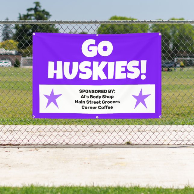 Lona Banner de equipo púrpura personalizado (in situ)