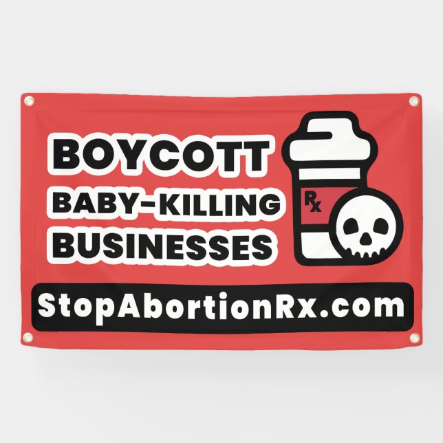 Lona Banner de estado de 2.5x4' PROHIBIDO StopAbortionR (Horizontal)