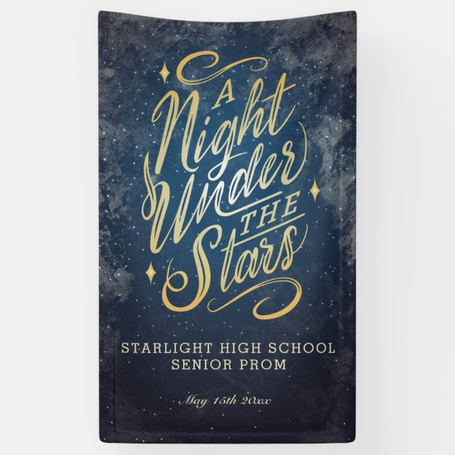 Lona Banner de evento de Una Noche Bajo las Estrellas (Vertical)