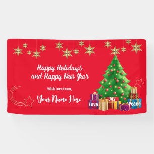 Lona Banner de evento Happy Holidays. Personalizado