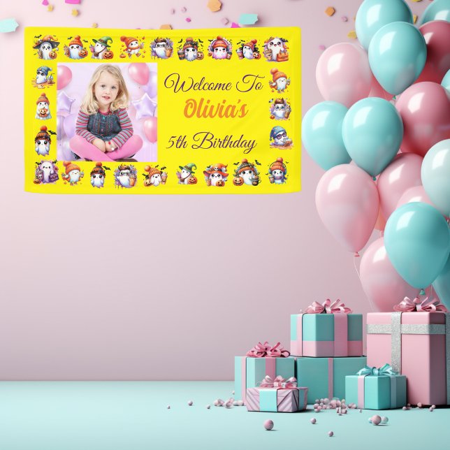 Lona Banner de fantasma de café lindo para niños Cumple (Subido por el creador)