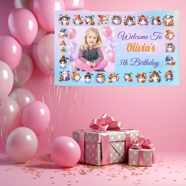 Lona Banner de fantasma de café lindo para niños Cumple (Subido por el creador)