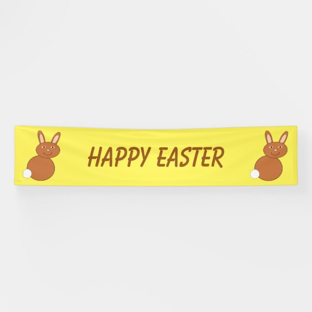 Lona Banner de feliz Personalizado de conejo de Pascua (Horizontal)