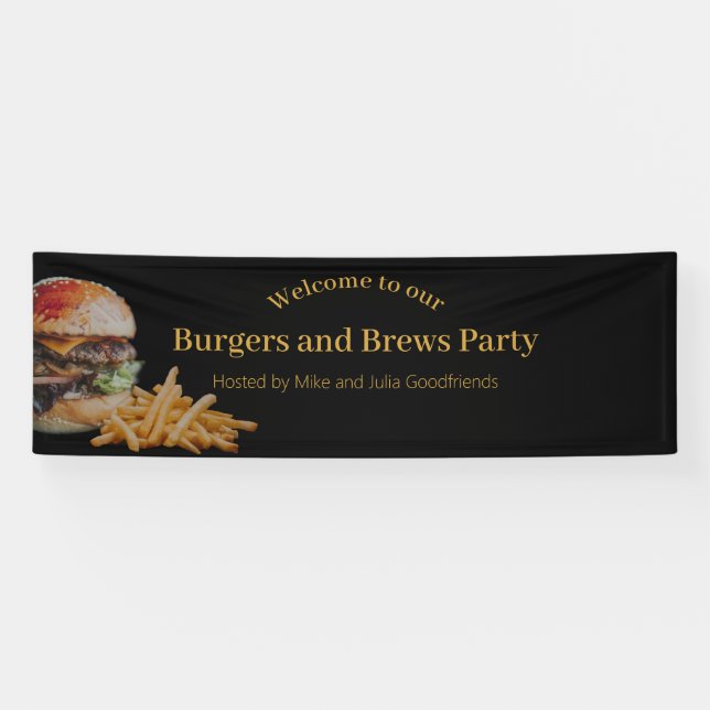 Lona Banner de Fiesta de Burger and Brews (Horizontal)