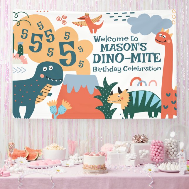 Lona Banner de Fiesta de cumpleaños de niños de dinosau (Fiesta)