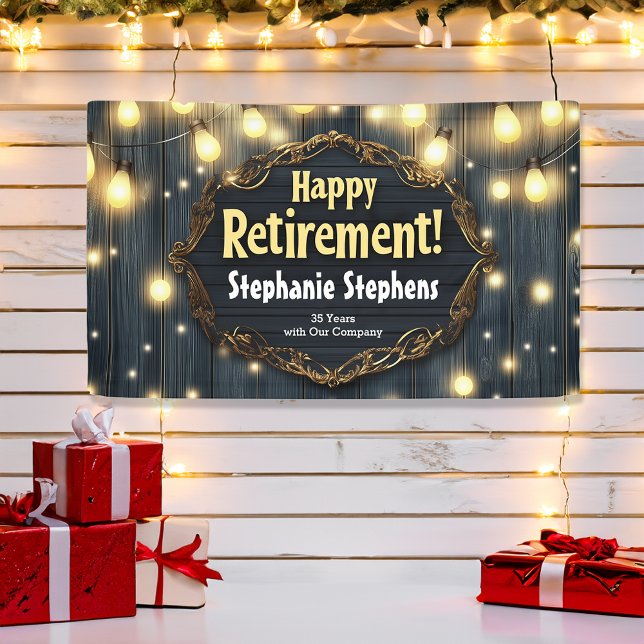 Lona Banner de Fiesta de retiro de Personalizado de luz (happy retirement custom banner
)
