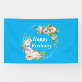 Lona Banner de flor rosada y dorada