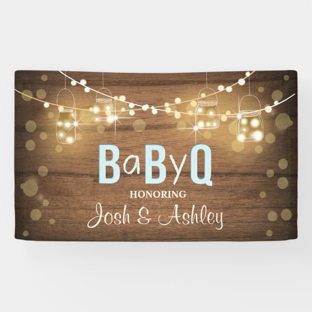 Lona Banner de fondo de Baby Q Coed BBQ Baby Shower Rus (Horizontal)