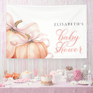 Lona Banner de fondo de Baby Shower de calabaza rosada