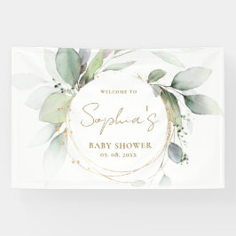 Lona Banner de fondo de Baby Shower Eucalyptus