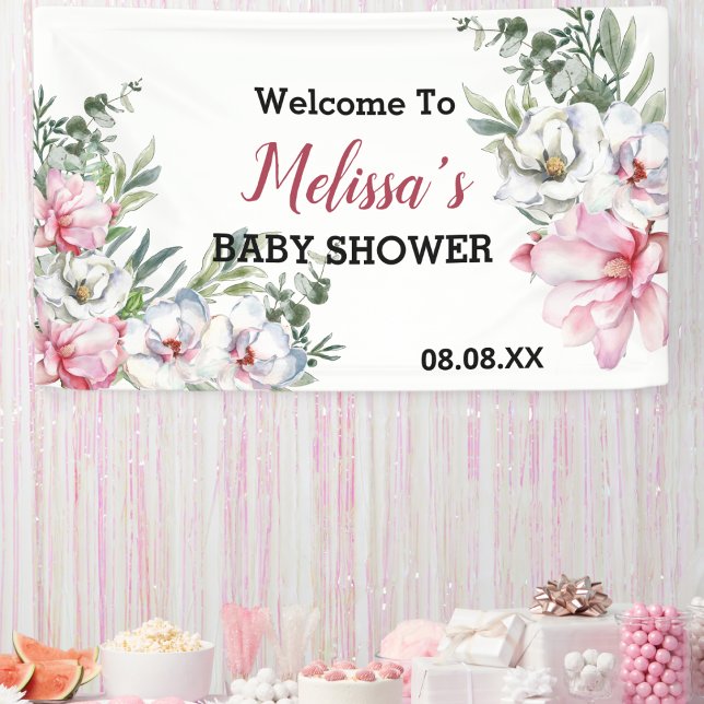 Lona Banner de fondo de bienvenida magnolia floral blan (Subido por el creador)