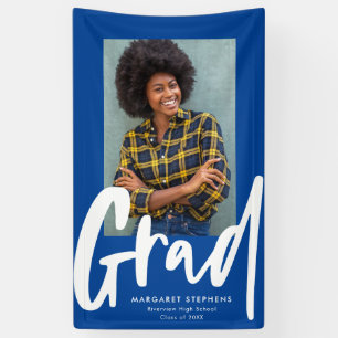 Lona Banner de foto de moda para graduación en azul