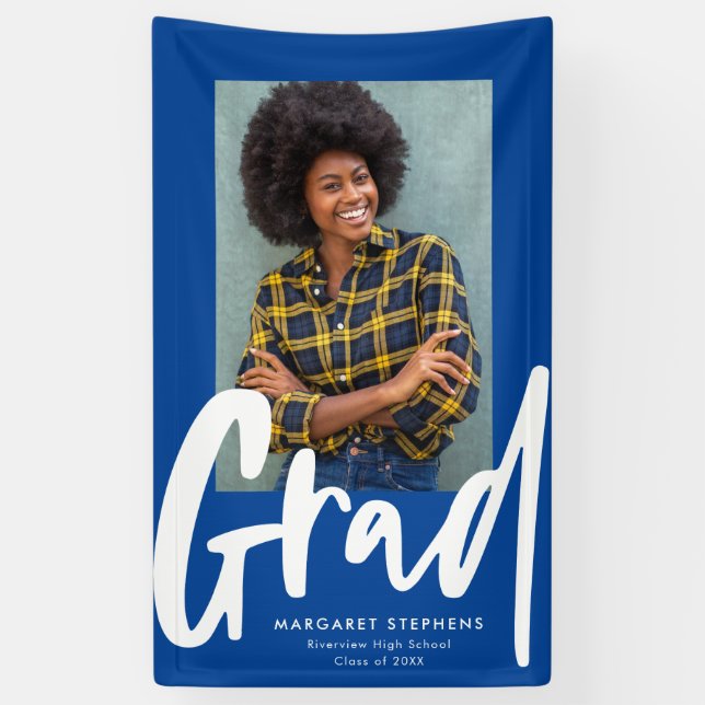 Lona Banner de foto de moda para graduación en azul (Vertical)